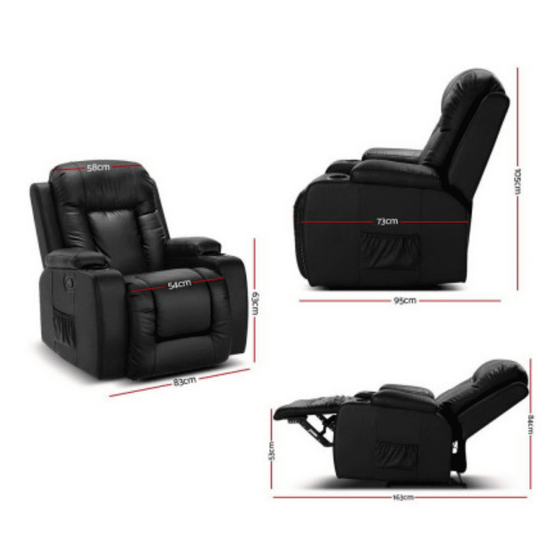 Artiss Heat Leather Electric Massage Chair Recliner EYE DESIGN PROFESSIONAL