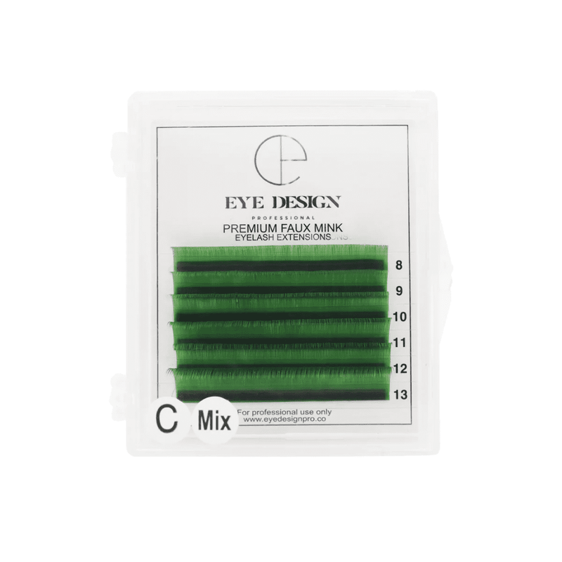 Eye Design Green Colour C Curl Lashes | 0.07 | Mixed Length (8mm-13mm)