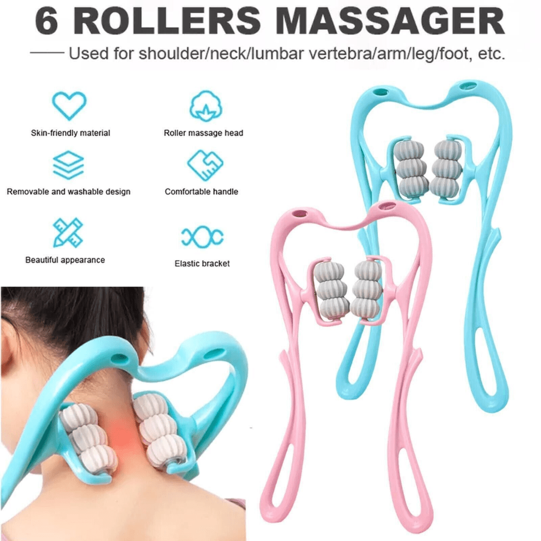 Two Tone Cervical Massager, 1pc Neck Massager, Trigger Point Roller Massager  For Relax Deep Tissue Handheld Shoulder Massager Tool, Suitable For Legs  Waist Neck And Shoulder Relaxer