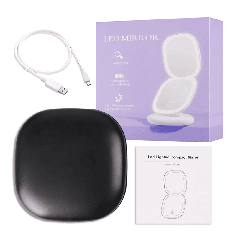 Mini Compact Led Light Makeup 5X Magnifying Mirror