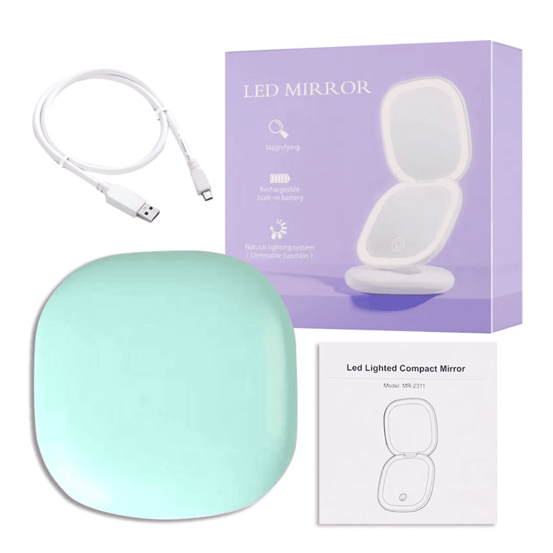 Mini Compact Led Light Makeup 5X Magnifying Mirror