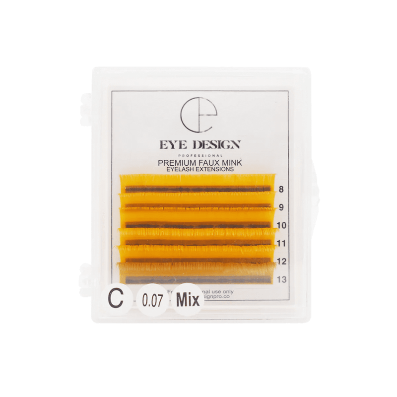 Eye Design Orange Colour C Curl Lashes | 0.07 | Mixed Length (8mm-13mm)