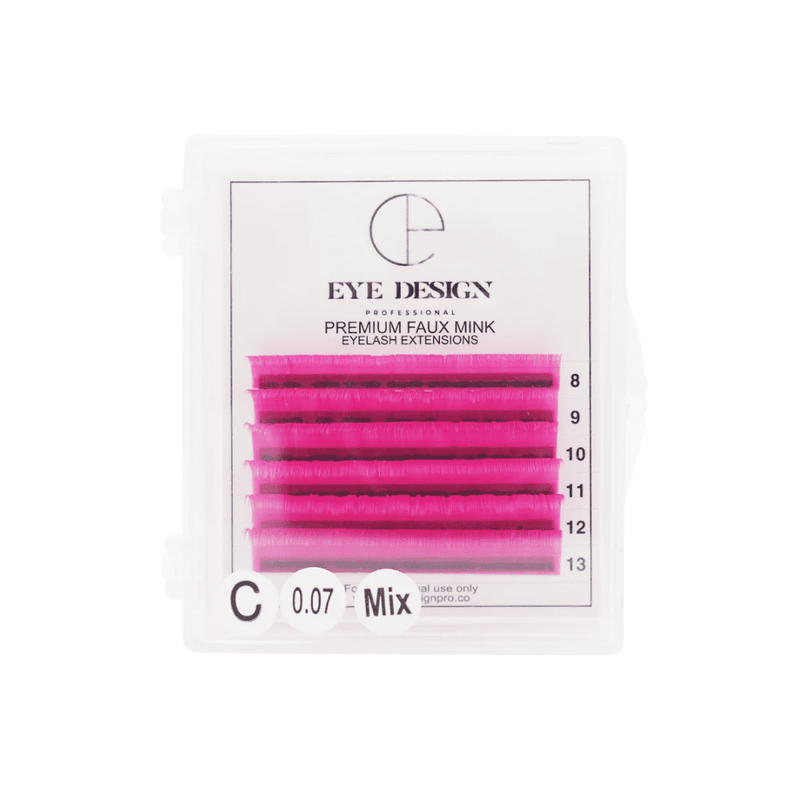 Eye Design Pink Colour C Curl Lashes | Mixed Length (8mm-13mm)