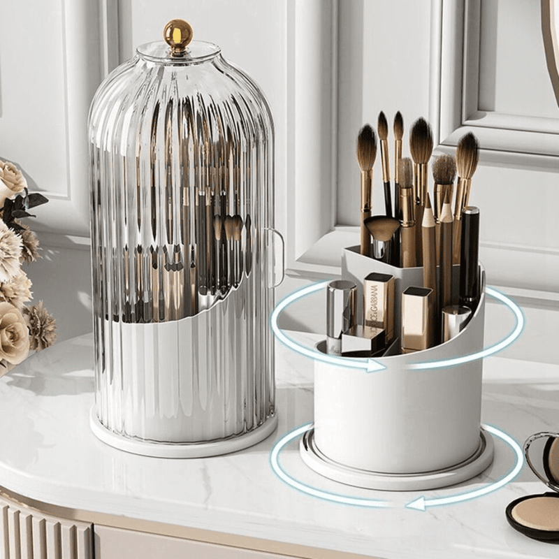 Portable 360° Rotating Makeup Brush Holder Storage Box