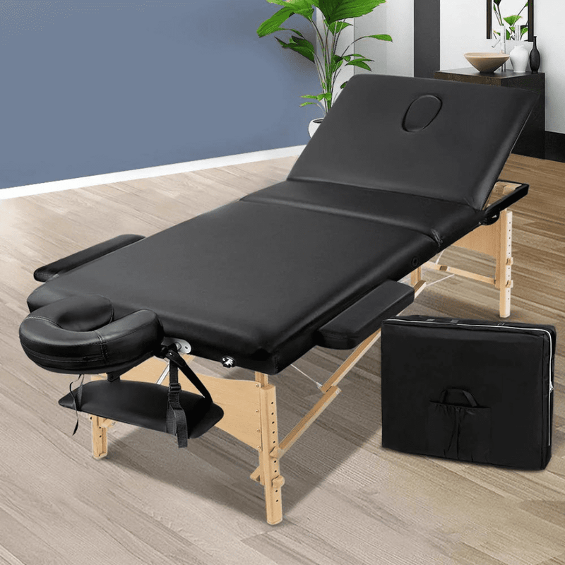 Eye Design Portable Wood 3 Fold Treatment Beauty Therapy Table/ Bed 75cm