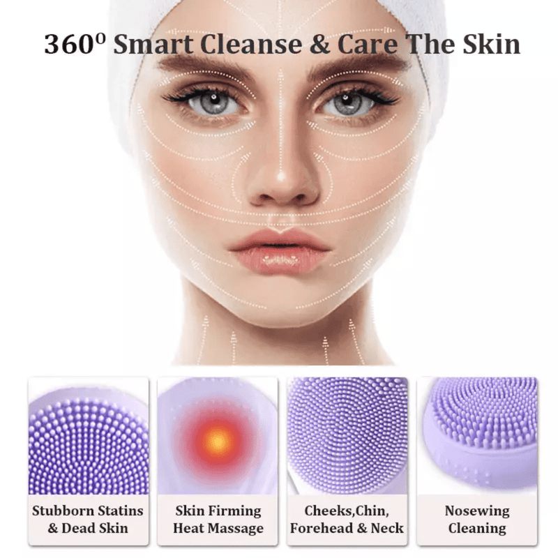 Rechargeable Silicone Ultrasonic Waterproof Facial Cleansing Scrubber