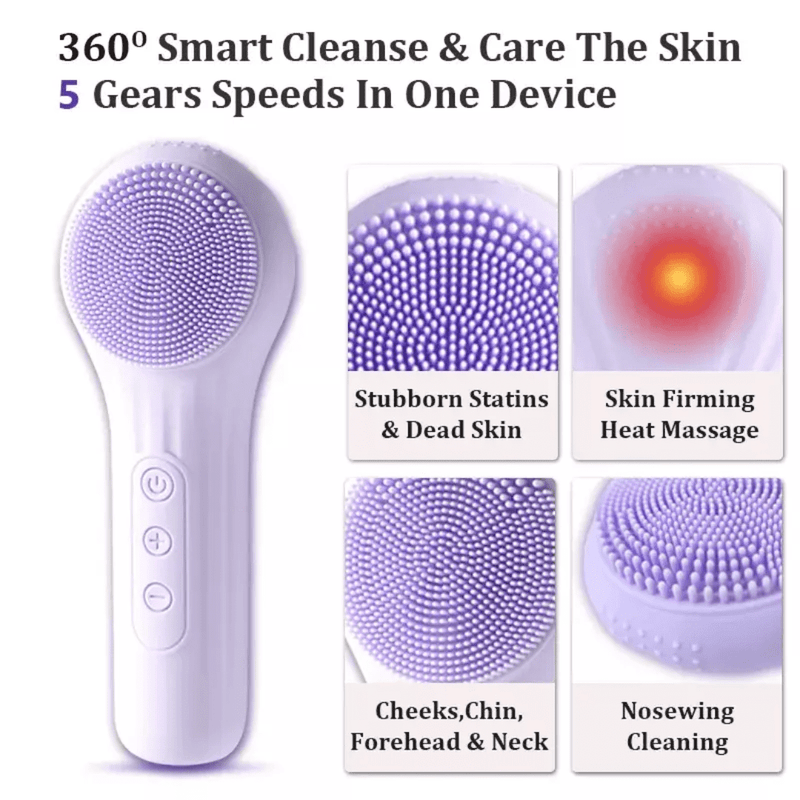 Rechargeable Silicone Ultrasonic Waterproof Facial Cleansing Scrubber