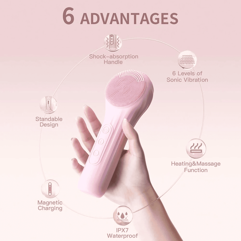 Rechargeable Silicone Ultrasonic Waterproof Facial Cleansing Scrubber