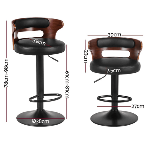 Theseus Wooden Leather Bar Stool Set