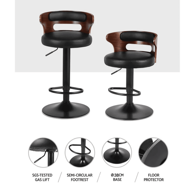 Theseus Wooden Leather Bar Stool Set