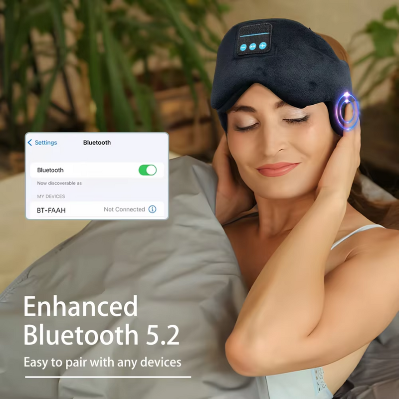 Wireless Bluetooth Sleep Mask with Speaker Microphone Adjustable