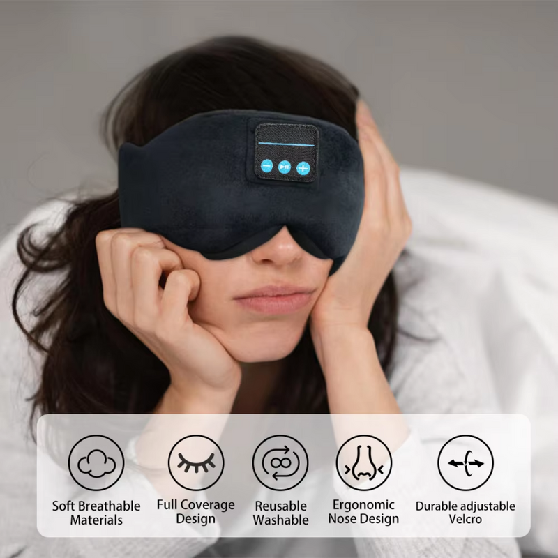 Wireless Bluetooth Sleep Mask with Speaker Microphone Adjustable