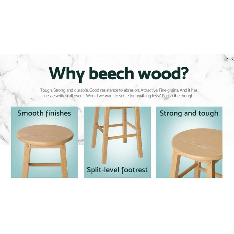 Hermes Beech Wood Backless Bar Stool