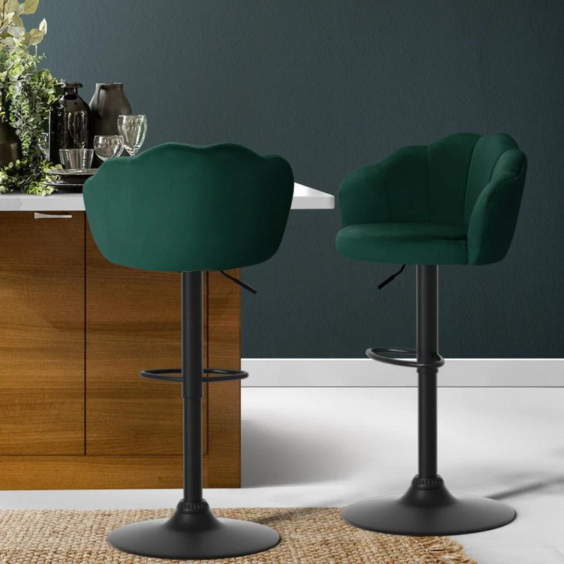 Fames Swivel Gas Lift Velvet Bar Stool