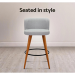 Caligine Wooden Fabric Bar Stools Circular Footrest