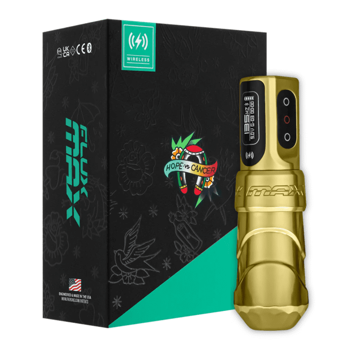 Hope vs Cancer FLUX MAX GOLD Wireless Tattoo Machine with 2 Powerbolts II