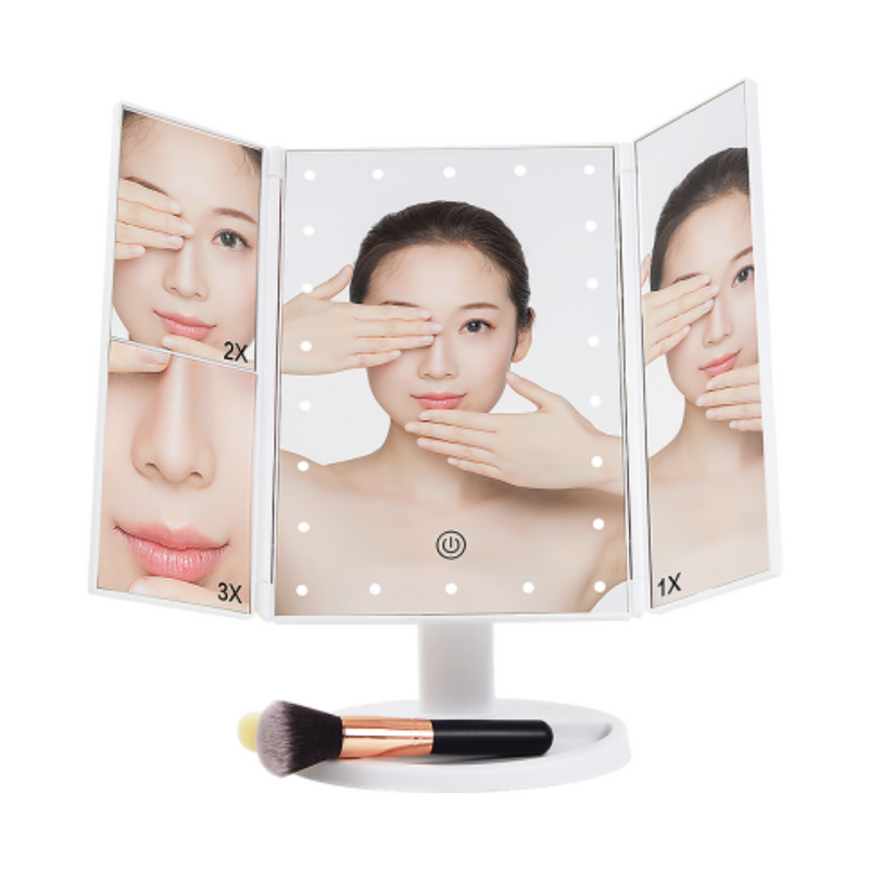     Magnifying-Tri-Fold-Touch-Mirror-With-LED-Light-7